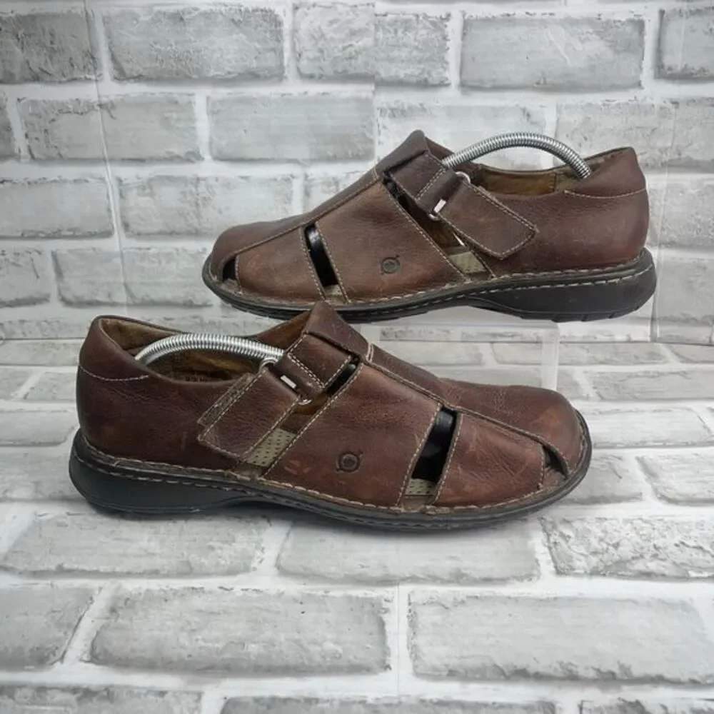 Born Fisherman Men’s Size 11 Brown Leather Closed Toe Vintage Boat Sandals